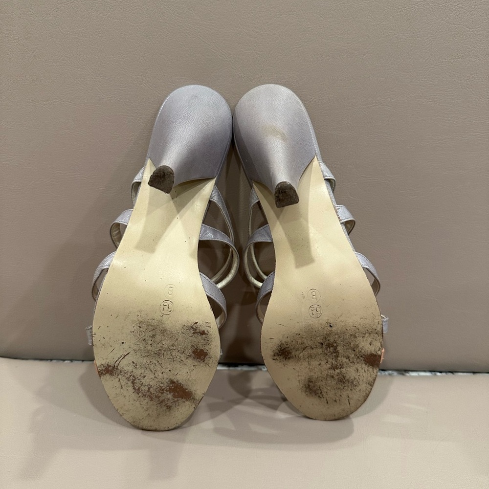 Peach and Silver Strappy High-Heel Sandals - Picture 7 of 7